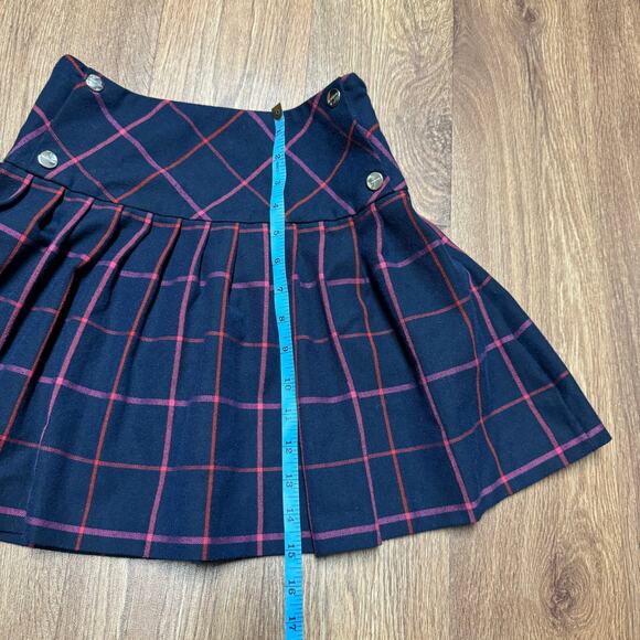 Jacadi Girls Tartan Pleated Skirt Navy Red Pink Plaid Buttons Size 12A/152CM - Picture 5 of 9